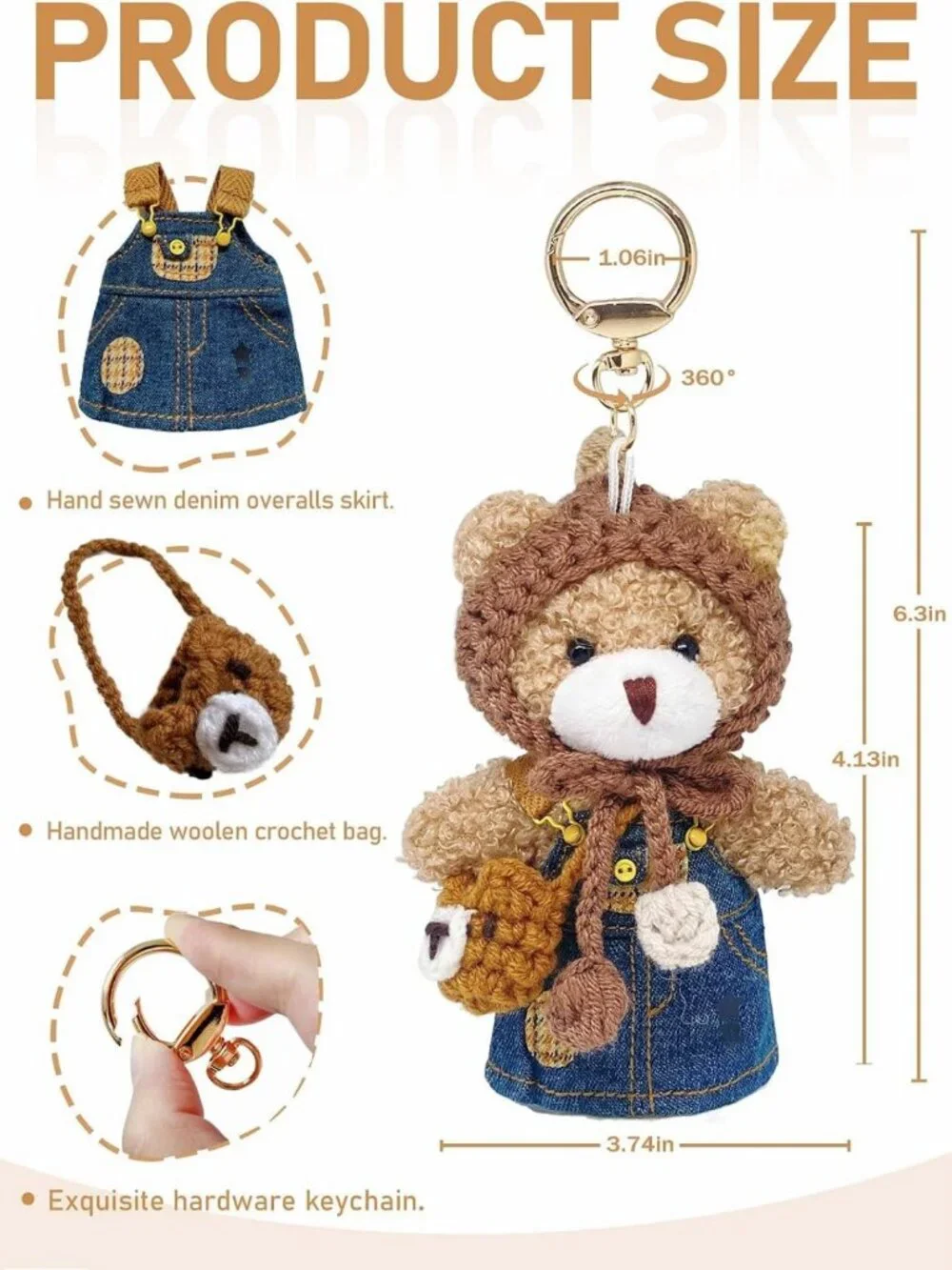 Cute Bear Keychain Bag Charm | Adorable Purse Accessory for Handbags & Backpacks